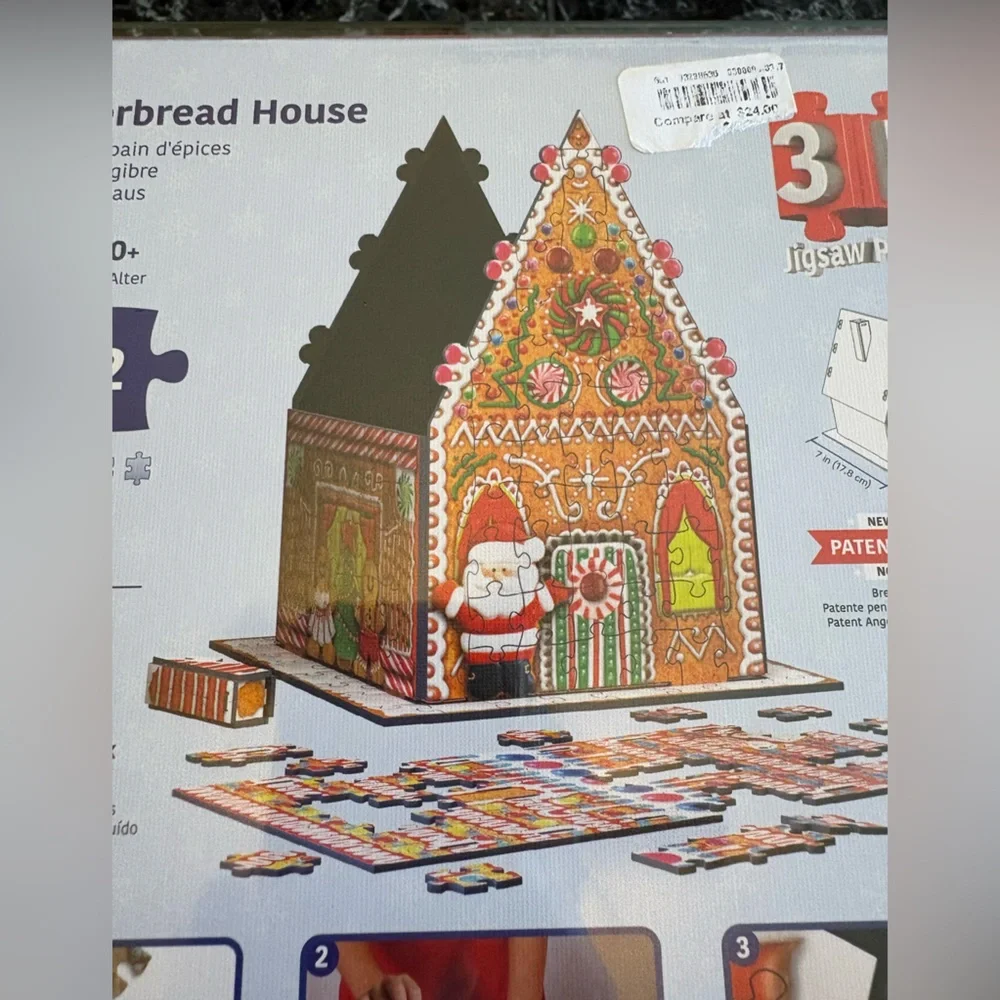EuroGraphics NWT 3D Gingerbread House Puzzle 302 pieces. Age 10+. Instructions.